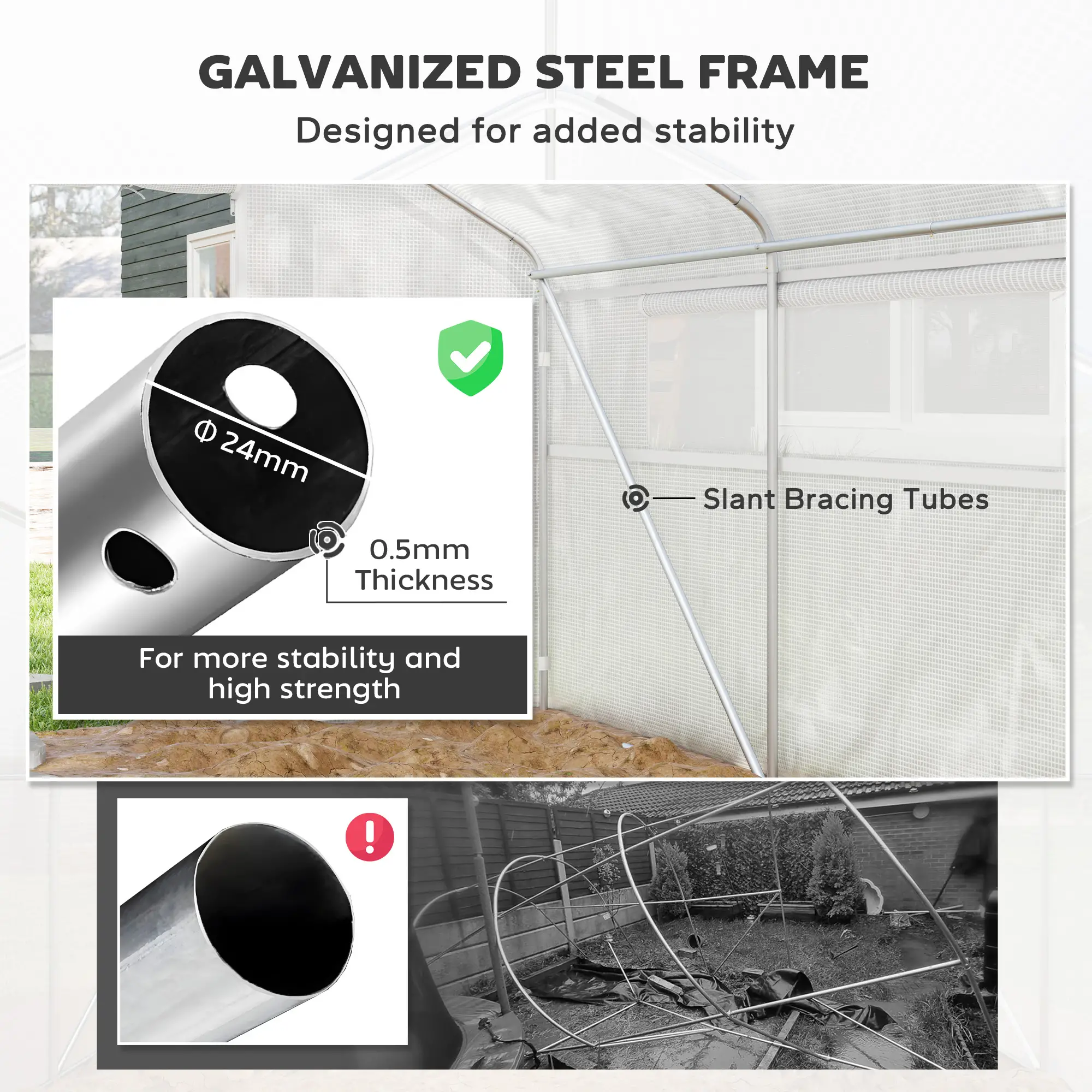Greenhouse with Upgraded Galvanized Steel Frame and Large Windows, 13' x 10' x 6.5'