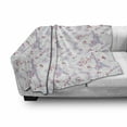thumbnail image 3 of Romantic Soft Flannel Fleece Blanket, Vintage European Paris Eiffel Tower with Flowers Floral Swirls Art, Cozy Plush for Indoor and Outdoor Use, 50" x 60", Pale Blue Pink and White, by Ambesonne, 3 of 6