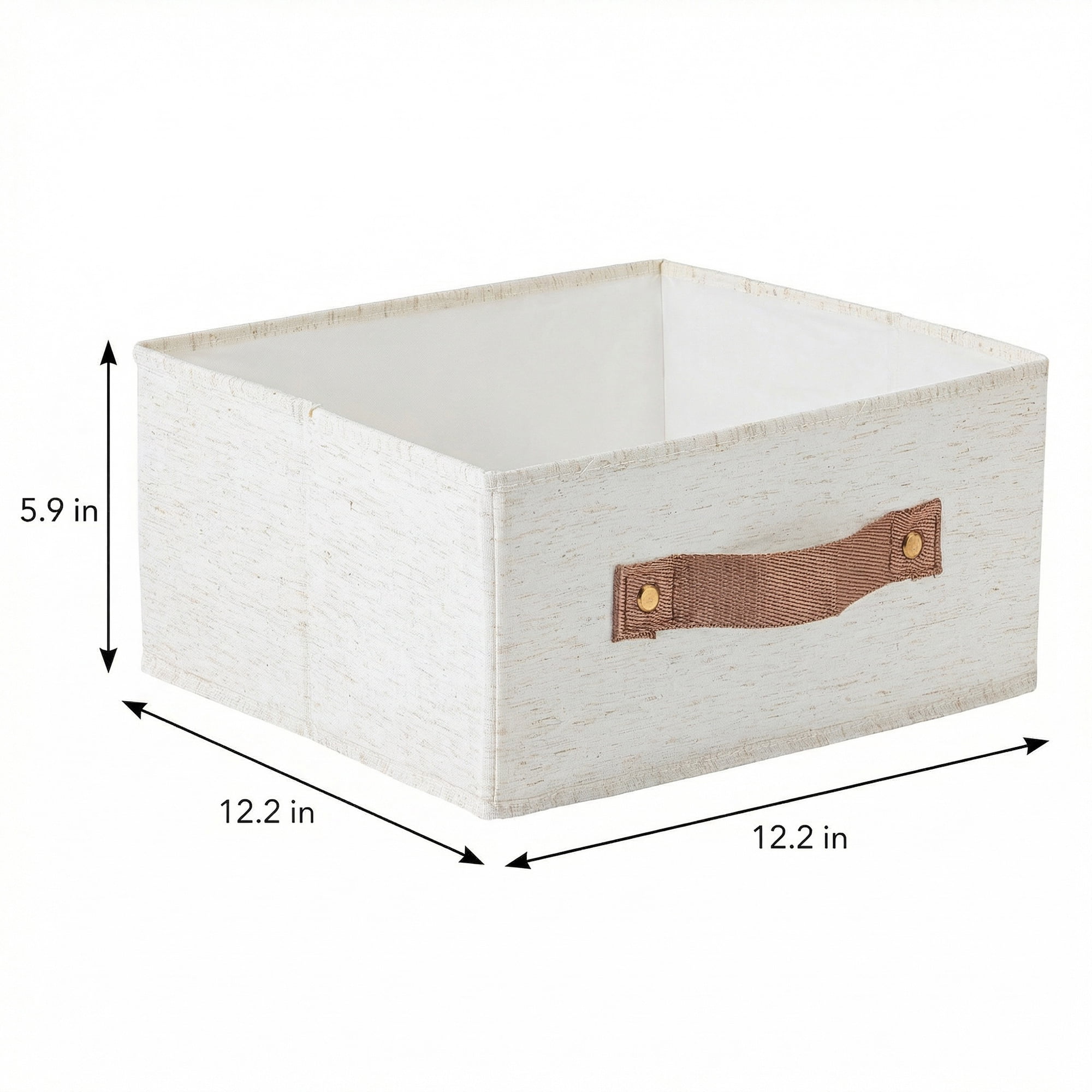 Unique Bargains 1pc Fabric Storage Bin with Handles Beige 12.2*12.2*5.9in