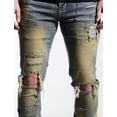 thumbnail image 3 of En Noir Men's Clash Sand Wash Rip & Repair Distressed Skinny Fit Denim Jeans (38, Sand Wash), 3 of 8