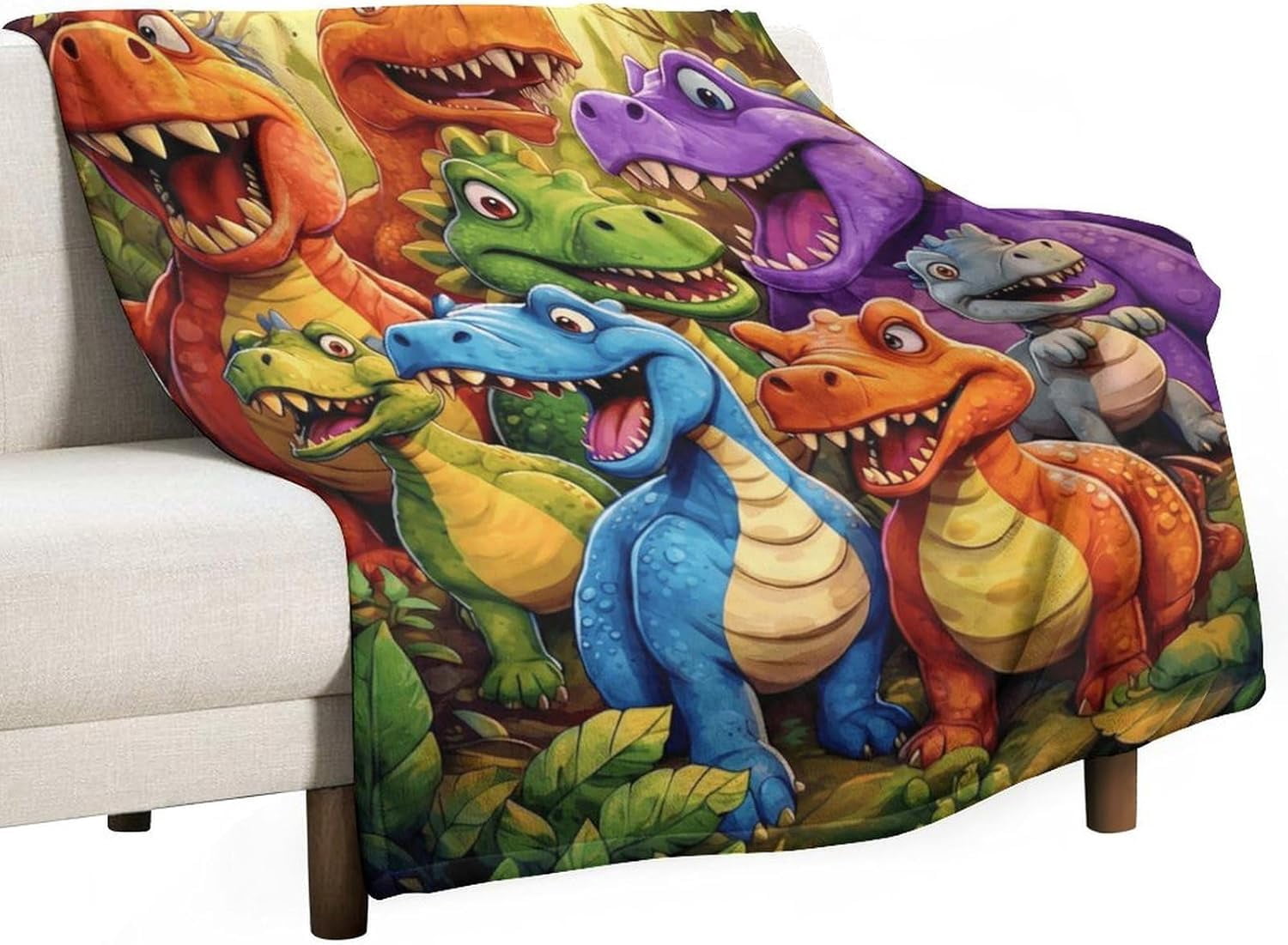 Dinosaur Blanket for Boys & Kids - Blanket Boom Ultra Soft Flannel Fleece Throw, Cute 3D Dino Print Plush Bed Blanket for Toddlers, Cozy Warm for Couch Sofa & Travel, 50"x60"