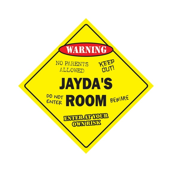Jayda's Room Sign Crossing Zone Xing | Indoor/Outdoor | 20" Tall kids bedroom decor door children's name boy girl