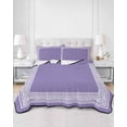 thumbnail image 3 of Quilts Twin XL Size, Purple Geometric Soft Comforter Bedding Set for Bed, White Greek Key Design Abstract Modern Art Lightweight Quilted Bedspread with Pillow Cover(2 Pieces), 68x98 Inch, 3 of 6