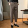 thumbnail image 4 of Pantalones de sastrería de negocios de verano holgados y ajustados para hombre, pantalones casuales holgados y delgados para oficina, pantalones vintage de alta calidad, venta estética, 4 of 5