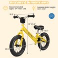 thumbnail image 3 of Costway 12 Inch Toddler Balance Bike No Pedal Training Bicycle with Inflatable Rubber Tires Yellow, 3 of 10