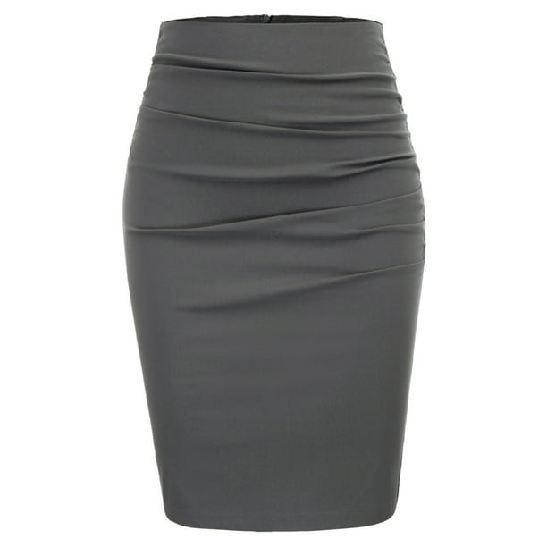 Grace Karin Womens Elegant Ruched Knee Length Slim Fit Business Skirt  Pencil Skirt - Walmart.com