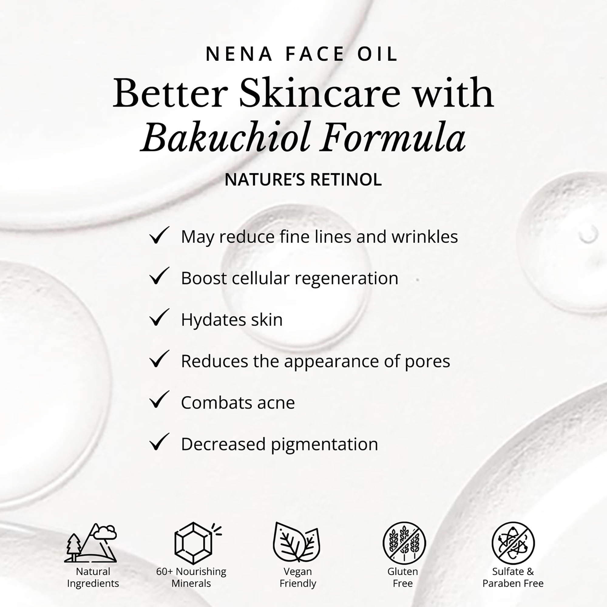 NENA Skincare Face Oil, Bakuchiol and Vitamin E Oil, 0.95 oz