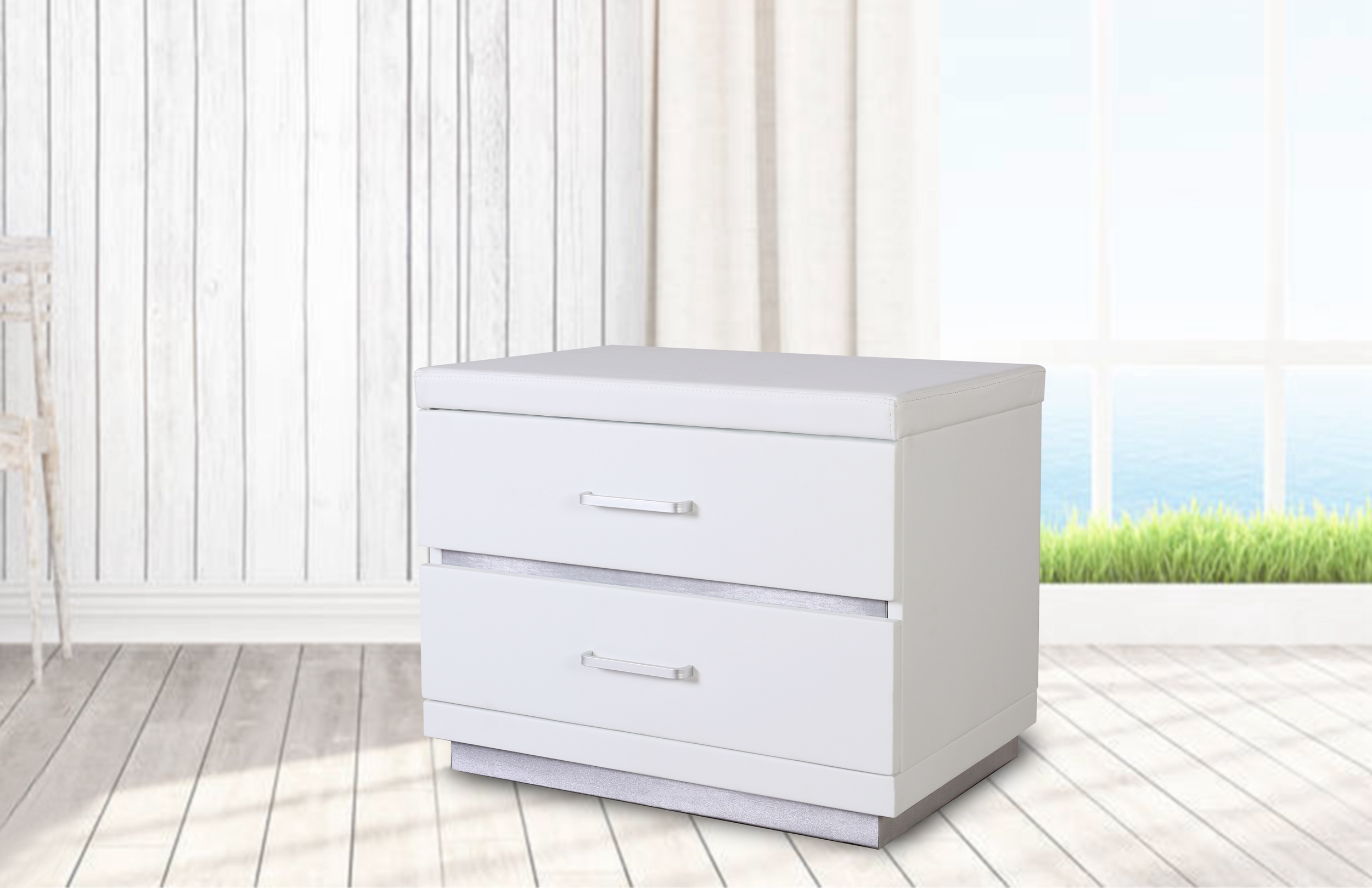 Greatime NL2005 Modern Two Drawers Nightstand, White