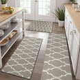 thumbnail image 2 of Brown Geometric Quatrefoil Pattern Kitchen Rugs Sets Of 3,Kitchen Runner Rugs Non Skid Washable,Decorative Kitchen Floor Mats for Kitchen,Sink,Laundry,17"x30"+ 17"x47" + 17"x59", 2 of 6