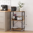 thumbnail image 3 of Estante de Cocina con Ruedas, Carrito de Servir con 3 estantes, Carrito de Cocina, Estante de microondas, para  Horno, Tostador, con 6 Ganchos, Estilo Industrial,, 3 of 8