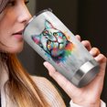 thumbnail image 4 of Watercolor Drip American Shorthair Pop Art Colorful Portrait Artwork 20oz Stainless Steel Tumbler Insulated Cup with Lid Cat Lover Kitten Owner Gifts - 01009, 4 of 5