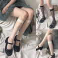 thumbnail image 2 of Aellinatey Women Summer Sexy Transparent Calf Socks Harajuku Vintage Polka Dot Print Jacquard See-Through Mesh Kawaii Lolita Knee High Hosiery, 2 of 19