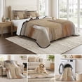 thumbnail image 6 of Twin XL Quilt Set 68''x98'', Brown Lightweight Bedspread Coverlet Set with 2 Pillow Shams, Abstract Paint Texture Retro Smudge Graffiti Art Breathable All Season Quilt Bedding for Dorm/Guest Room, 6 of 9
