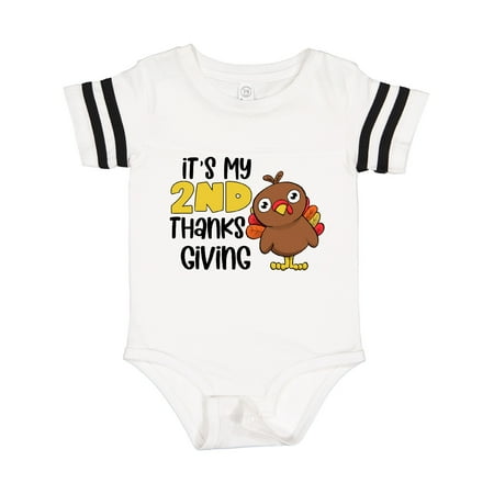 

Inktastic It s My 2nd Thanksgiving Cute Turkey Gift Baby Boy or Baby Girl Bodysuit