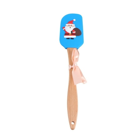 

1 Pc Christmas Silicone Spatula Wooden Handle Cream Butter Spatula Mixing Batter Scraper Great for Christmas Decorating Baking (Santa Claus - Blue)