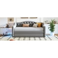thumbnail image 4 of Newest Full XL Upholstered Daybed with LED Lights & Trundle, Gray Sofa Bed with 7-Color Adjustable LED Belt, Convertible Sleeper for Modern Living Spaces, 4 of 16
