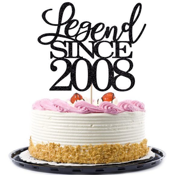 Migeaks Legend Since 2008 Decoración Para Tarta De 16 Cumpleaños, Decoración Para Tarta De Feliz Cumpleaños, Hombres Y Mujeres Animan A 16 Años, Decoración Para Tarta Hecha A Mano Con Purpurina Negra