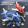 thumbnail image 4 of Children's Airplane Car Model Toys Inertial Model Simulation Planes Multifunctional Toys,Random 3 Cars,1 Helicopter,6 Road Signs Yellow, 4 of 6