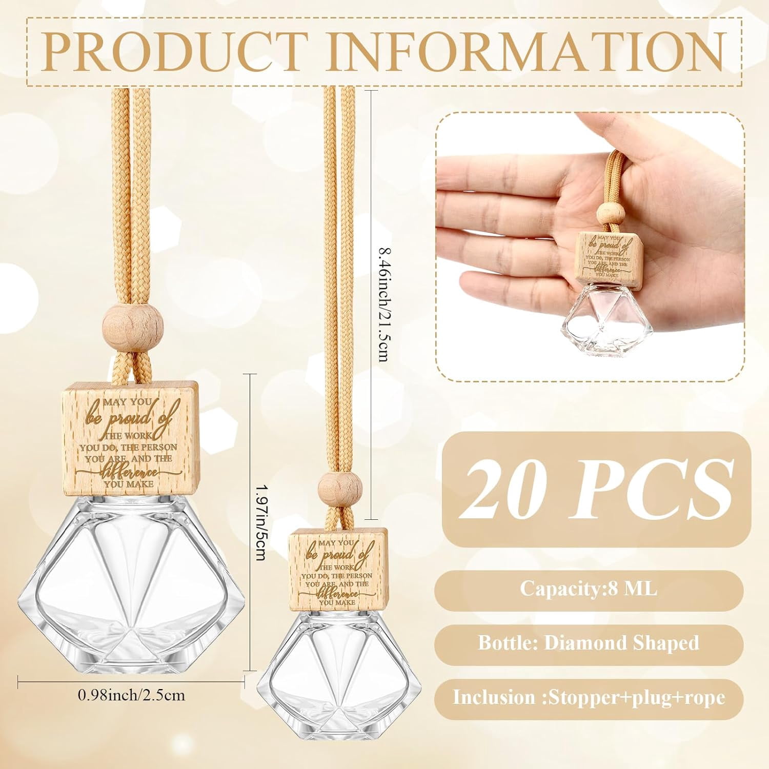 20 car fragrance bottle empty bottles wholesale hanging car air freshener bottles motivational air freshener refillable Mother's Day thank you gift bulk nurse staff (May you)