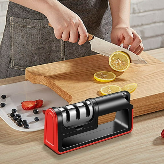 3-in-1 Knife Sharpener | 3-Stage Sharpening System for Kitchen Knives & Cutters | Professional Home Use Sharpening Stone Tool with ABS & Stainless Steel Construction