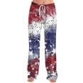 thumbnail image 6 of FrzhBrz 4th of July Pajama Pants Women Soft Wide Leg Loose Pj Bottoms Stretch Pj Pants Drawstring 250th Anniversary Sleepwear Bottoms Lounge, 6 of 7