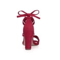 thumbnail image 3 of BLISSFUL STEP Women's Sandals High Block Heels Solid Color Lace up Sandals Red 10, 3 of 8