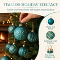 thumbnail image 6 of Christmas Ball Ornaments Set of 12, Blue Shatterproof Xmas Baubles with Gold Patterns, Turquoise Tree Decorations in a Gift Box for Holiday Decorating - Style A, 6 of 6