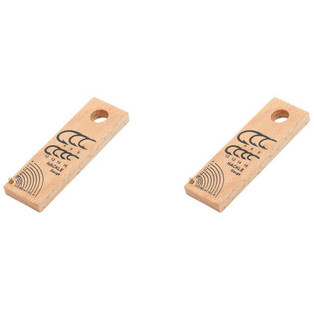 2X Wooden Fishhook Ruler Fishing Fishhook Gauge Lightweight Compact Fish Hook Measuring Contrast Ruler,2 x Hook wooden ruler,Wood color