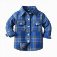 thumbnail image 4 of YIWULA Toddler Long Sleeve Plaid Jacket Baby Boys Girls Button Down Flannel Thick Shirt Fall Winter Coat for Kid(4-5 Years,Blue), 4 of 5