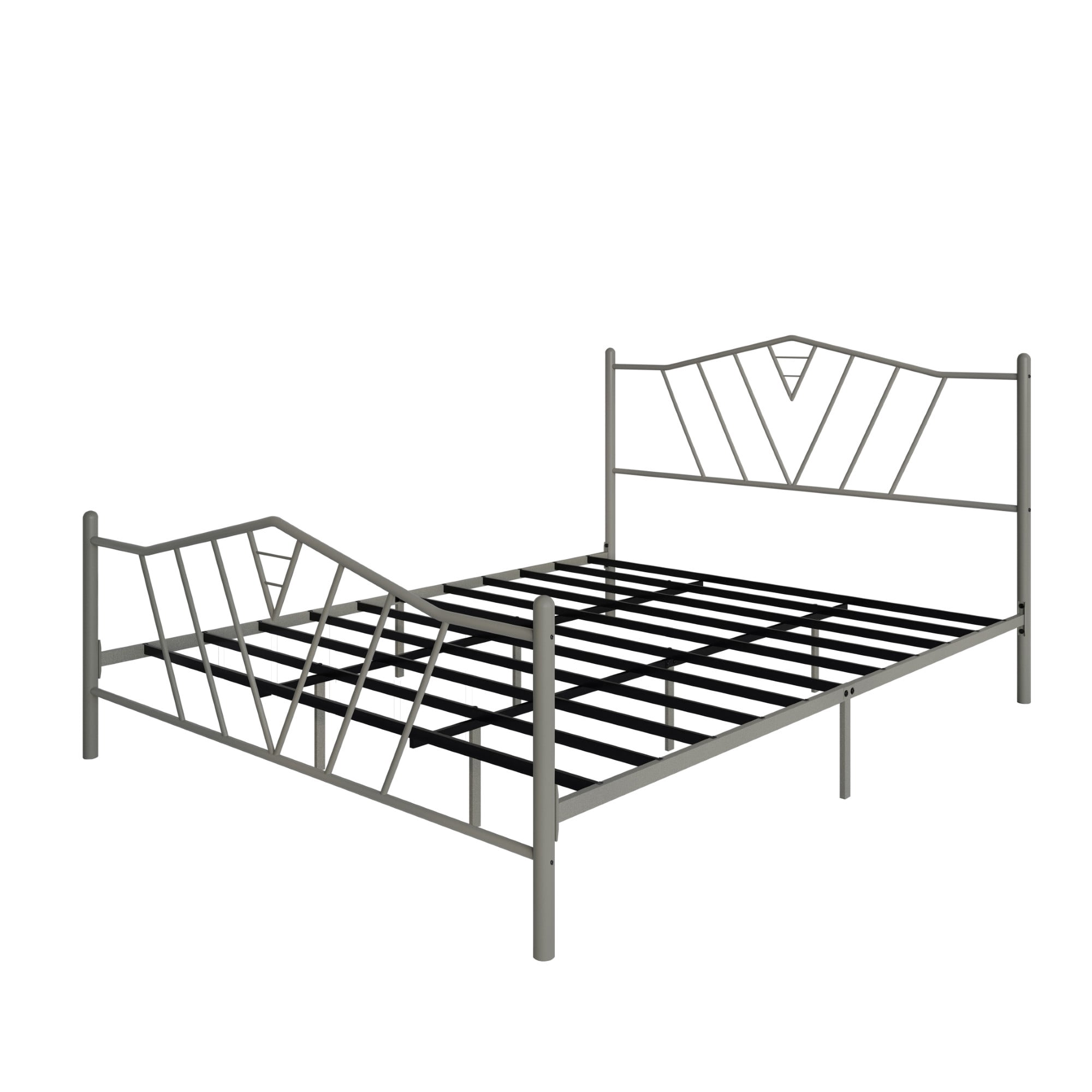 Home Design Valdosta Full Metal Platform Bed, No Box Spring Required, Modern Design, Easy Assembly, Sliver Gray