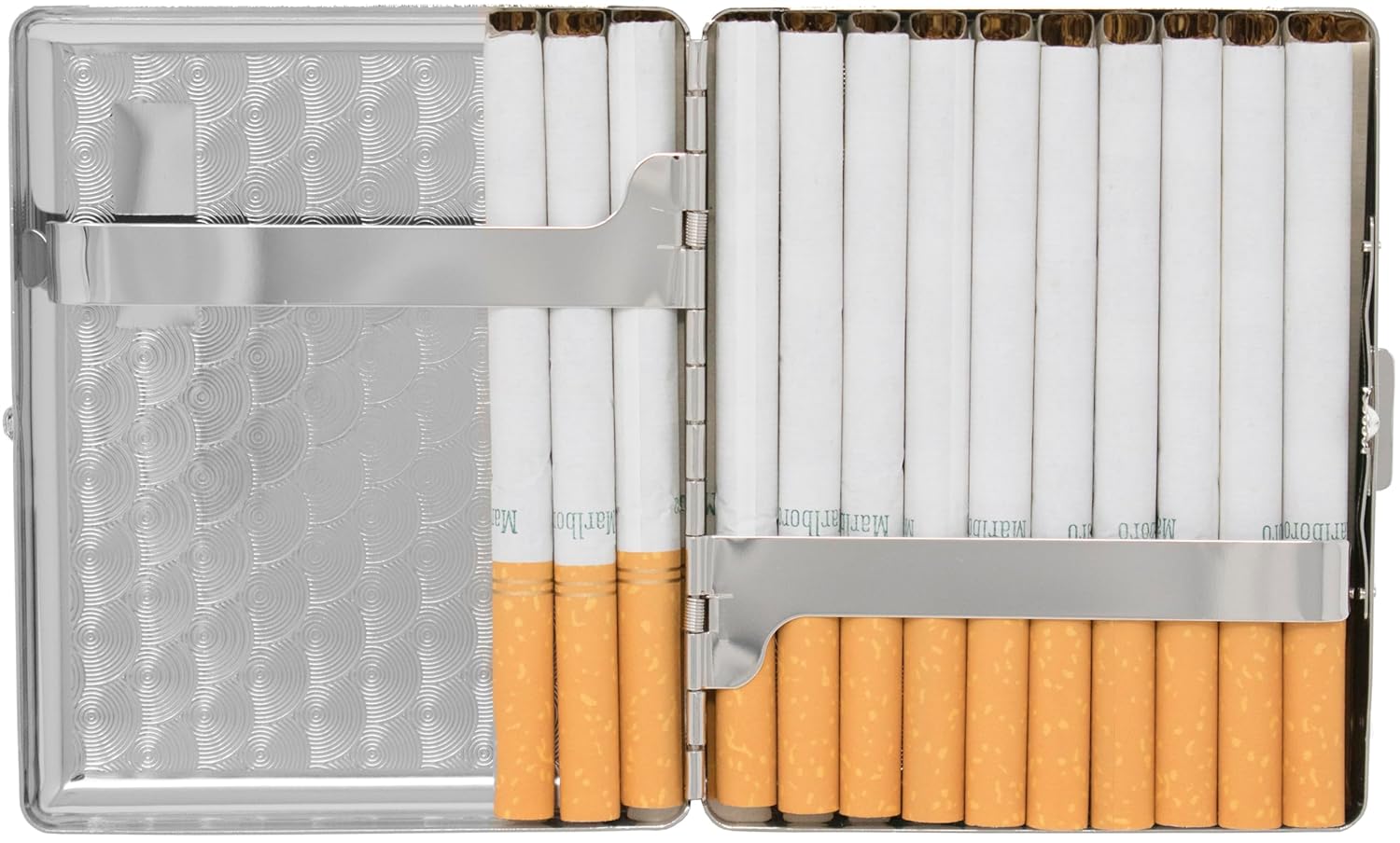 Set of 2 Metal-Plated 100s Cigarette Case & Stash Box (Antique Gold Victorian Print)