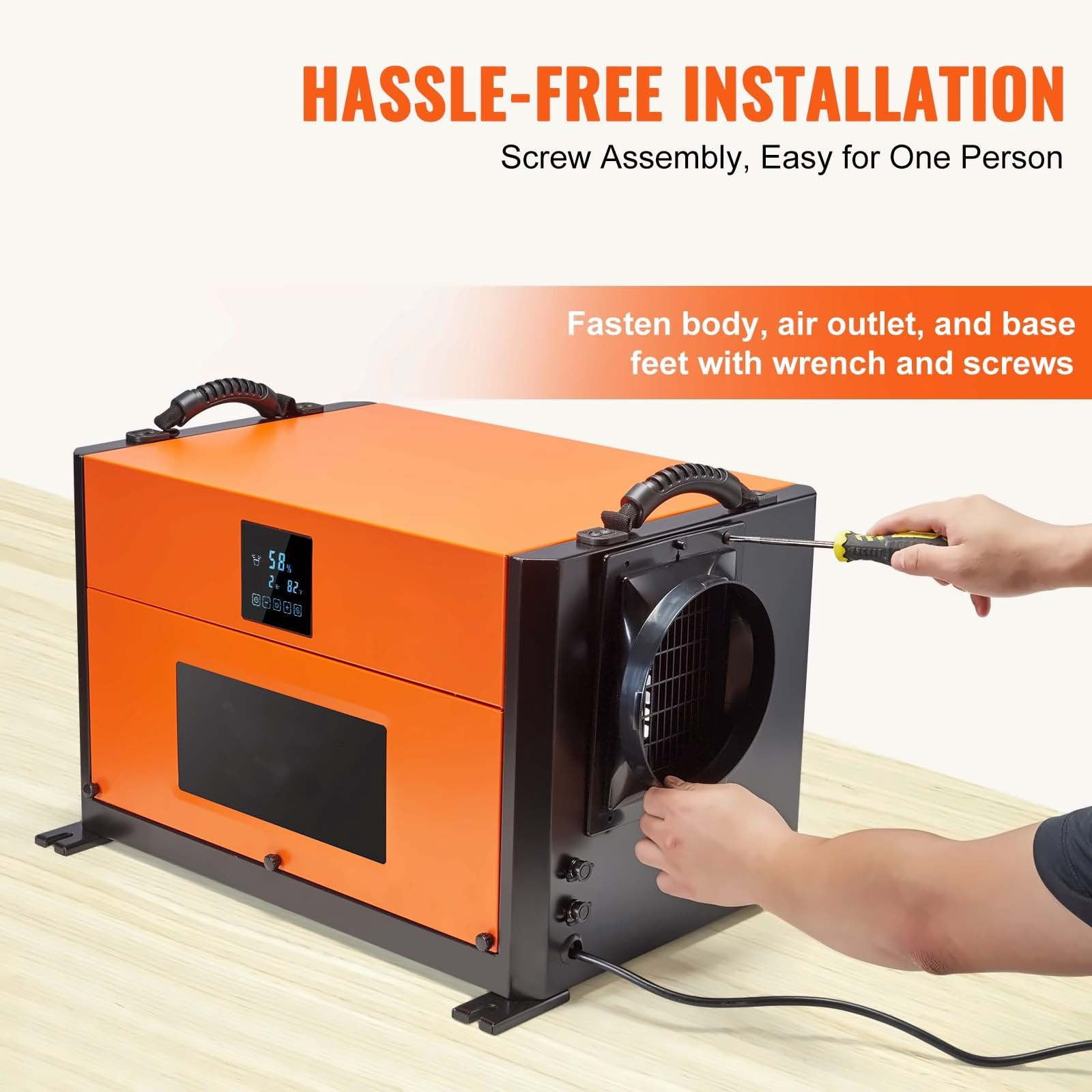 190 Pints Commercial Dehumidifier - Crawl Space, Basement & Warehouse - Auto Defrost, Drain Hose Included - Water Damage Restoration - CSA Certified