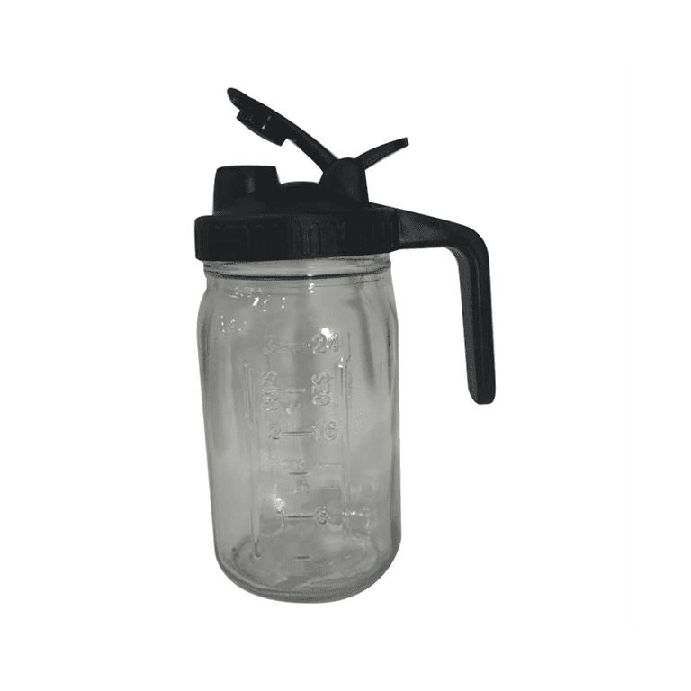 GOSCHE Glass Mason Jar Pitcher, 64 oz Wide Mouth Jug with Pour Spout Handle Lid for Cold Brew Coffee, Ice Beverage, Iced Juice, Lemonade, Sun Tea