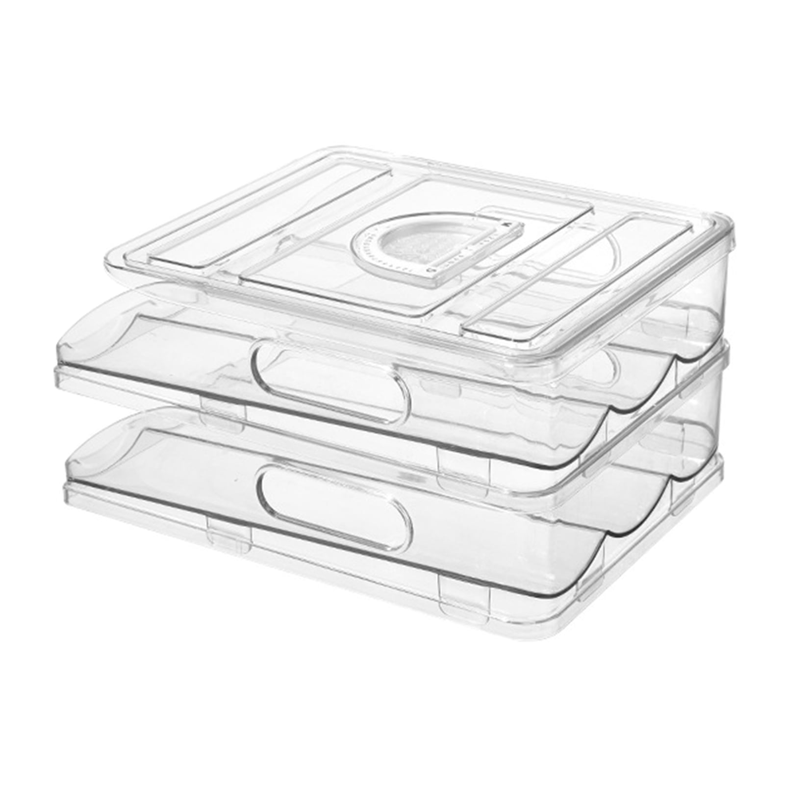 sunsanly Automatic Rolling Egg Organizer Storage Box BPA-Free Non-Slip Design Easy to Clean Transparent Stackable Egg Dispenser with Sturdy Lid