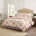 thumbnail image 4 of Waverly Forever Peony 4-Piece 100% Cotton Comforter Set - King Berry Floral Print, with 2 Shams & 1 Bedskirt, 4 of 5