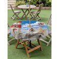 thumbnail image 3 of Outdoor Tablecloth with Umbrella Hole and Zipper, Nautical Coastal Round Table Cloth 54 Inch Waterproof Tablecloth, Ocean Sea Starfish Lighthouse Sky Picnic Table Cover for Patio Camping, 3 of 7