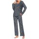 thumbnail image 1 of Puntoco Conjunto de pijama cómodo para mujer, conjunto de pijama con parte superior y pantalones casuales con estampado degradado para mujer, 1 of 5