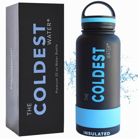 The Coldest Water Bottle 32 oz Wide Mouth Insulated Stainless Steel Hydro Thermos - Cold up to 36 Hrs / Hot 13 Hrs Double Walled Flask with Strong