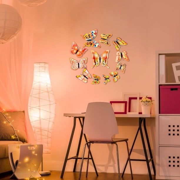 Fiudx Pegatinas de Pared de Mariposas Coloridas, Diseño de Pvc de Doble Capa, Fáciles de Aplicar con Imán y Pegamento, Decoración Multisuperficie, Hogar, Oficina, Coche, Tv, Juego de 12 Piezas, Tamañ