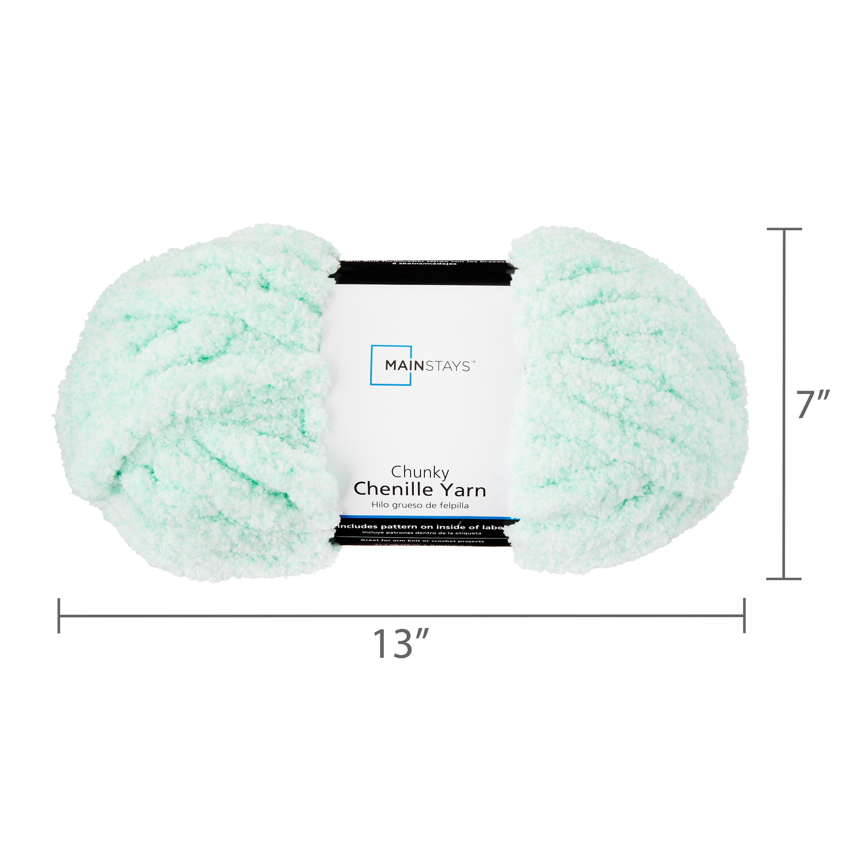 Mainstays Chunky Chenille Yarn, 31.7 yd, Heathered Green, 100% Polyester, Super Bulky, Pack of 4