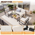 thumbnail image 4 of Sumnthink 4-Piece Outdoor Patio Furniture Set, Modern Metal Conversation Set for Porch, Deck, Balcony (Beige), 4 of 8