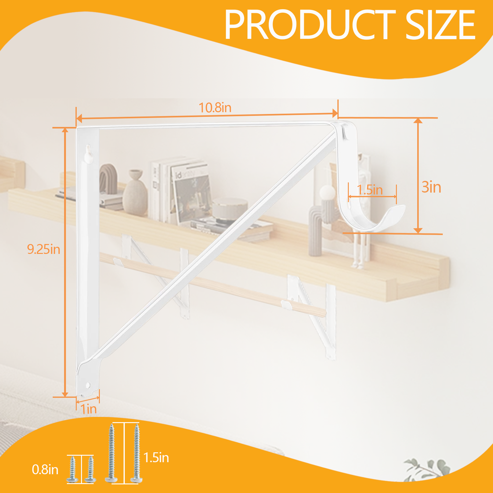 WellMade 11" x 9.5" Heavy-Duty Closet Shelf & Rod Brackets photo 6