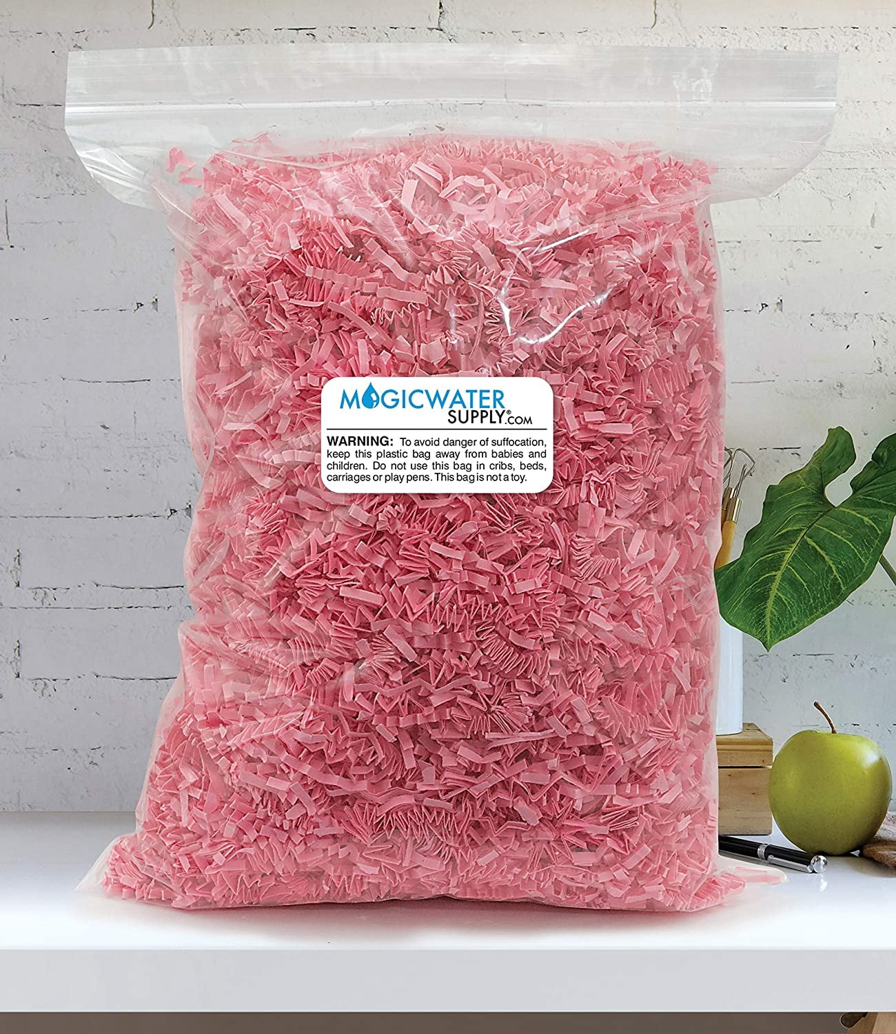 Crinkle Cut Paper Shred Filler (2 LB) for Gift Wrapping & Basket Filling - Light Pink| MagicWater Supply