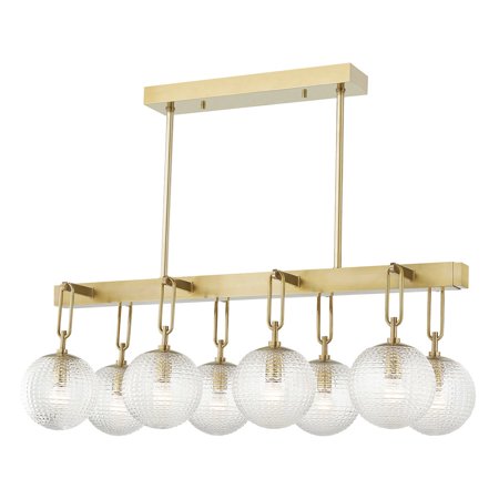 

Aged Brass Tone Finish Island Lighting 16 Long Brass Material E26 Medium Base 8 Light Fixture