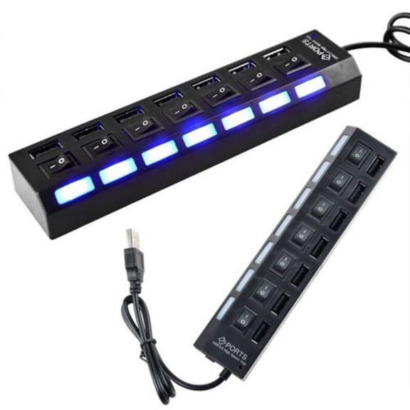 STOBOK USB Hub for PC USB Extra Ports for Laptop Black 1Pcs