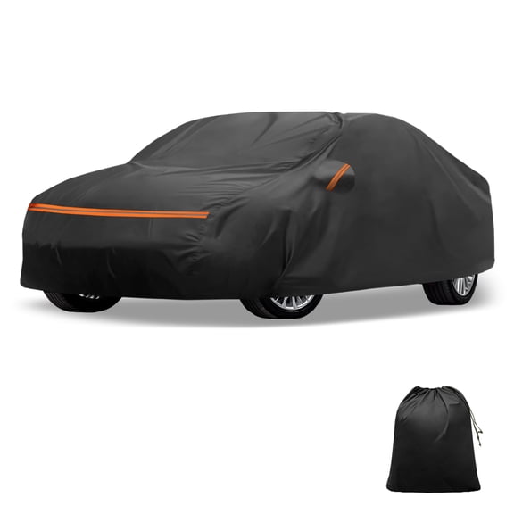 Unique Bargains Car Cover for Ford Fiesta 2008-2021 PEVA Spunlace Cotton Outdoor Full Car Cover All Weather Waterproof Windproof Sun Rain Snow Protection with Passenger Door Zipper Black