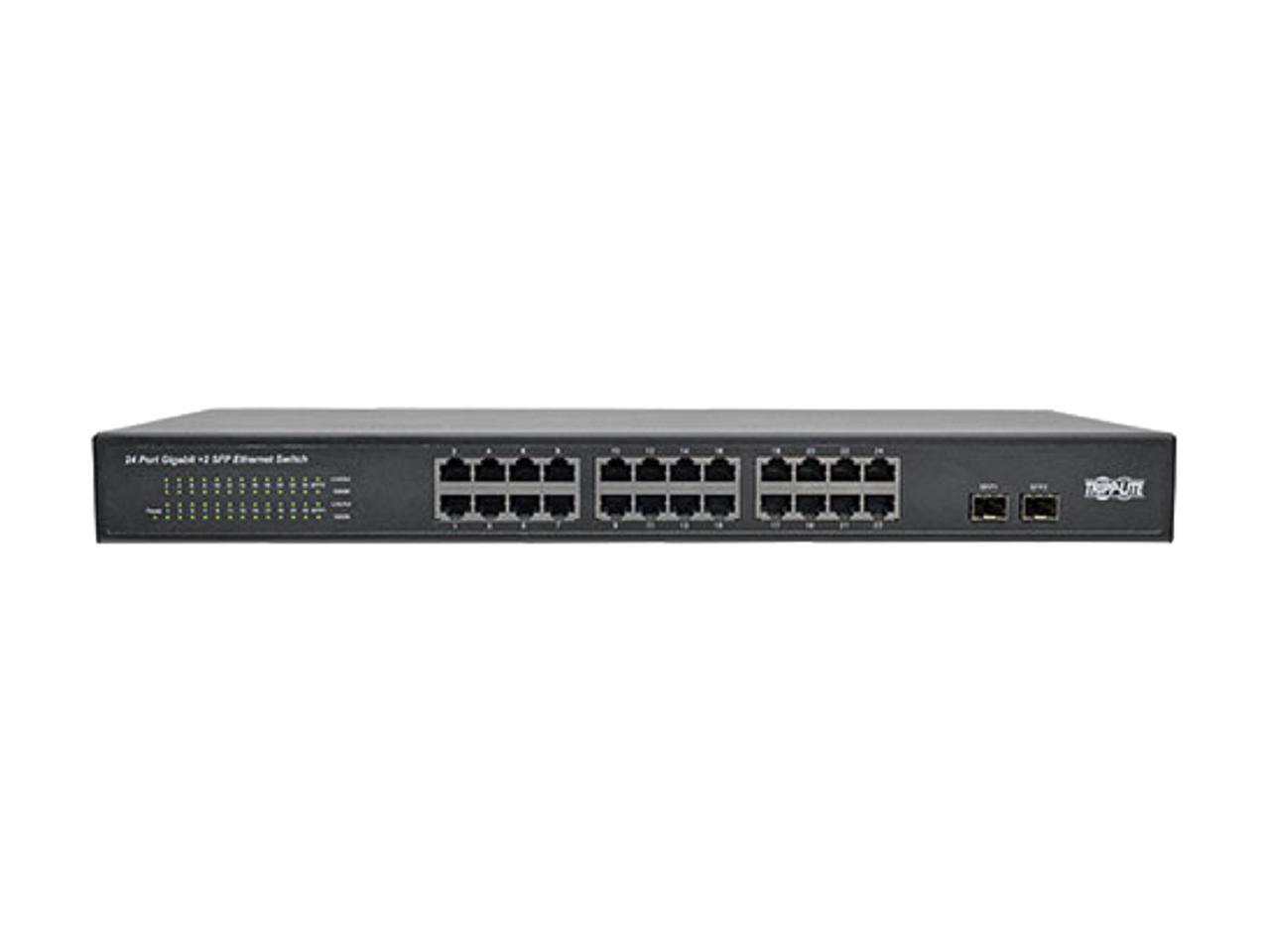 Tripp Lite 24-Port Rack-Mount/Desktop Gigabit Ethernet Unmanaged Switch, 10/100/1000 Mbps, 2 Gigabit SFP Ports, Metal Housing, 1URM (NG24) - image 2 of 5