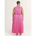 thumbnail image 2 of Scoop Women’s and Women's Plus Satin Halter Maxi Dress, Sizes XS-4X, 2 of 4