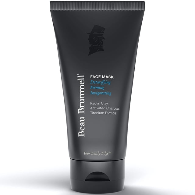 Beau Brummell Mascarilla facial para hombre Tratamiento facial desintoxicante con arcilla de caolín y carbón activado | Fórmula de limpieza profunda | El tubo de 5 FLOZ dura aproximadamente 6 meses |