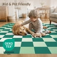 thumbnail image 4 of ODIKA 3'x5' Washable Accent Rug Pet Friendly, Non-Shedding Mat Fuzzy Transitional Funky Sage Gradient Symmetrical Checkered for Bedside, Nursery Room, 4 of 7
